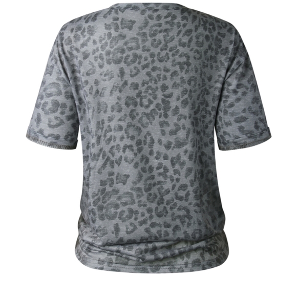 LAST 2! Gray Leopard Print Tee - Picture 4 of 6